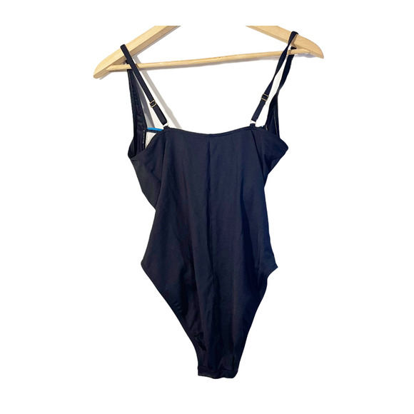 La Blanca One Piece Padded Ruched Swimsuit with Gold Emblem Women's Size 10 - Picture 3 of 7